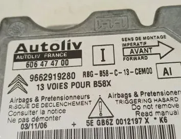 CITROËN C4 Picasso 1 generation (2006-2013) Μονάδα ελέγχου SRS 9662919280,606474700 34887846