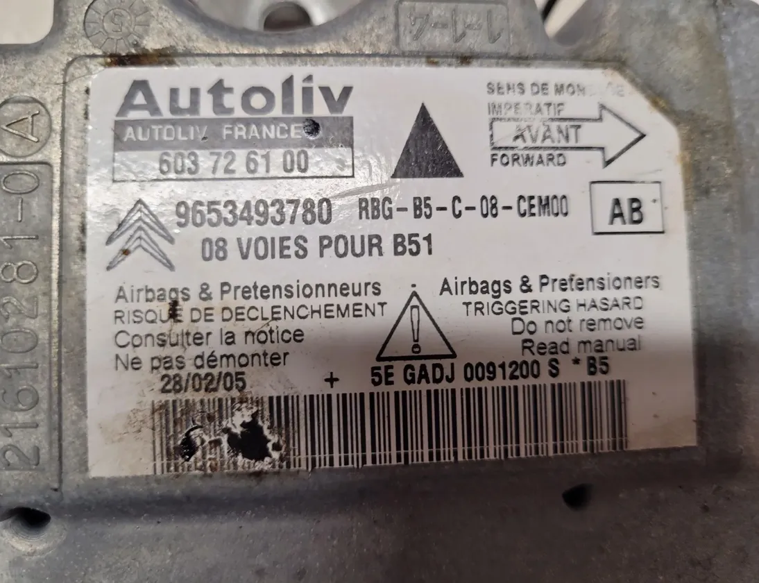 CITROËN C4 1 generation (2004-2011) Μονάδα ελέγχου SRS 9653493780 28651888