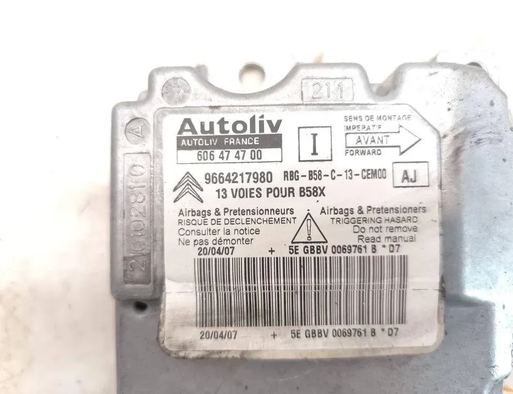 CITROËN C4 Picasso 1 generation (2006-2013) Μονάδα ελέγχου SRS 9664217980,606474700 32282811