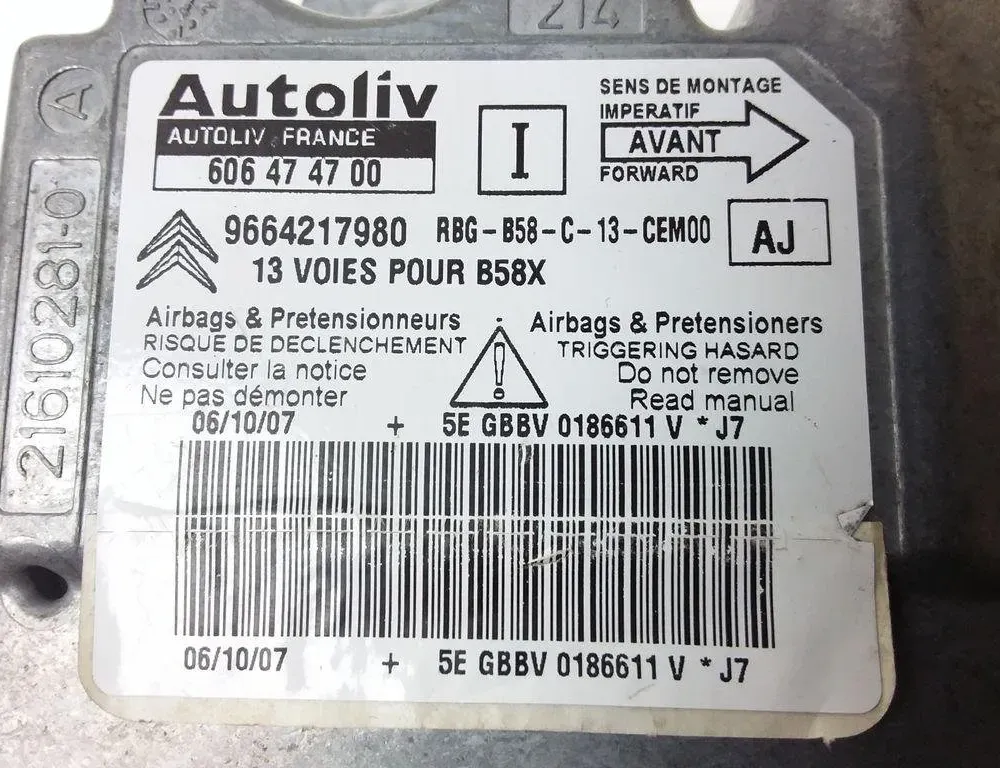CITROËN C4 Picasso 1 generation (2006-2013) Μονάδα ελέγχου SRS 606474700 31377751